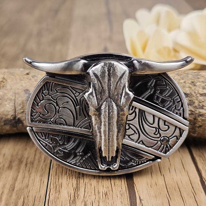 Oval Metal Cowboy Belt Buckle