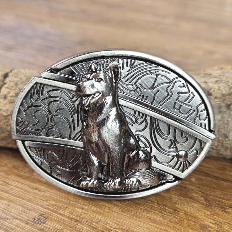 Oval Metal Cowboy Belt Buckle
