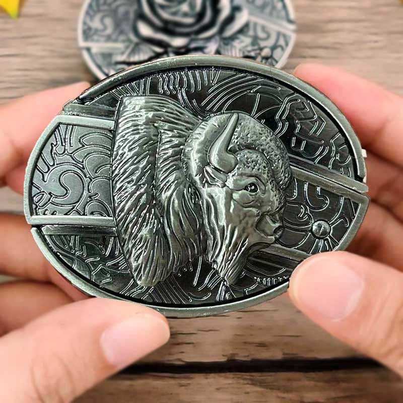Oval Metal Cowboy Belt Buckle