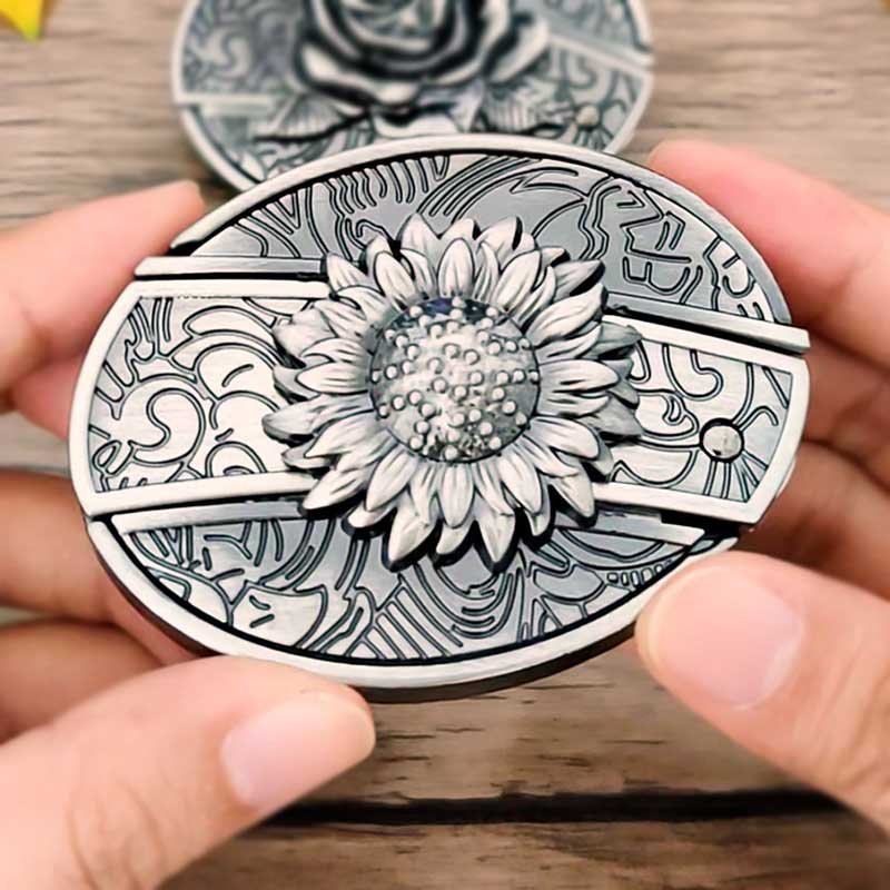 Oval Metal Cowboy Belt Buckle