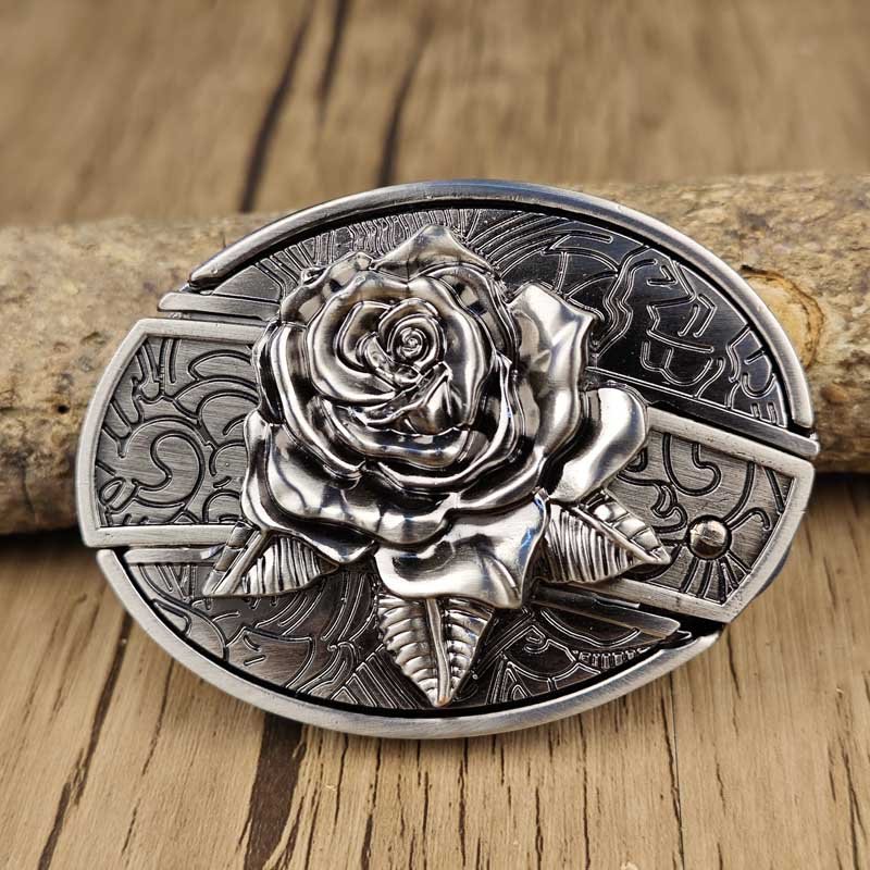 Oval Metal Cowboy Belt Buckle