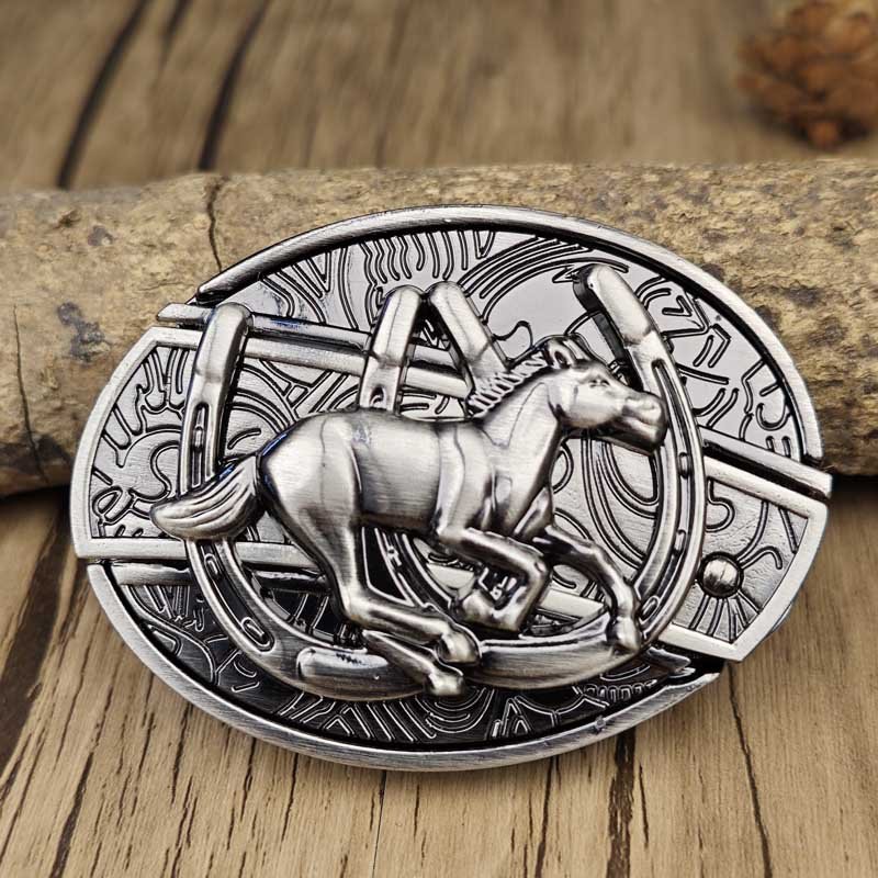 Oval Metal Cowboy Belt Buckle