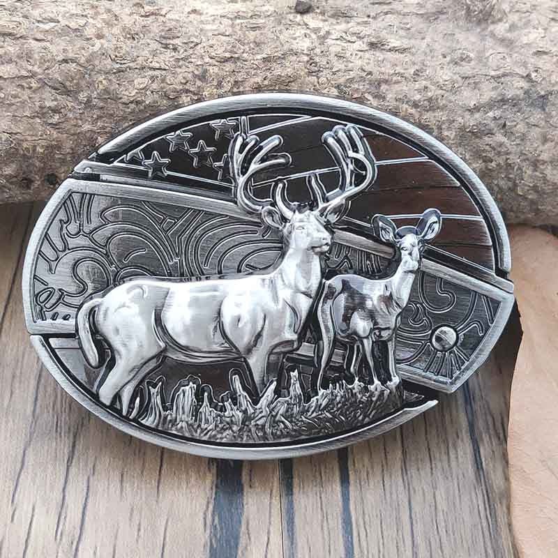 Oval Metal Cowboy Belt Buckle