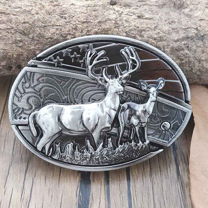 Oval Metal Cowboy Belt Buckle