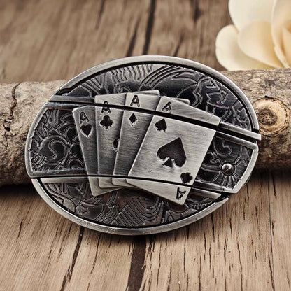 Oval Metal Cowboy Belt Buckle