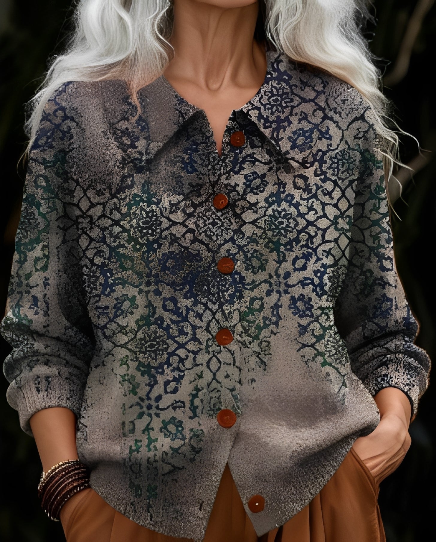Image of Peggy | Women's Long Sleeve Button-Down Blouse