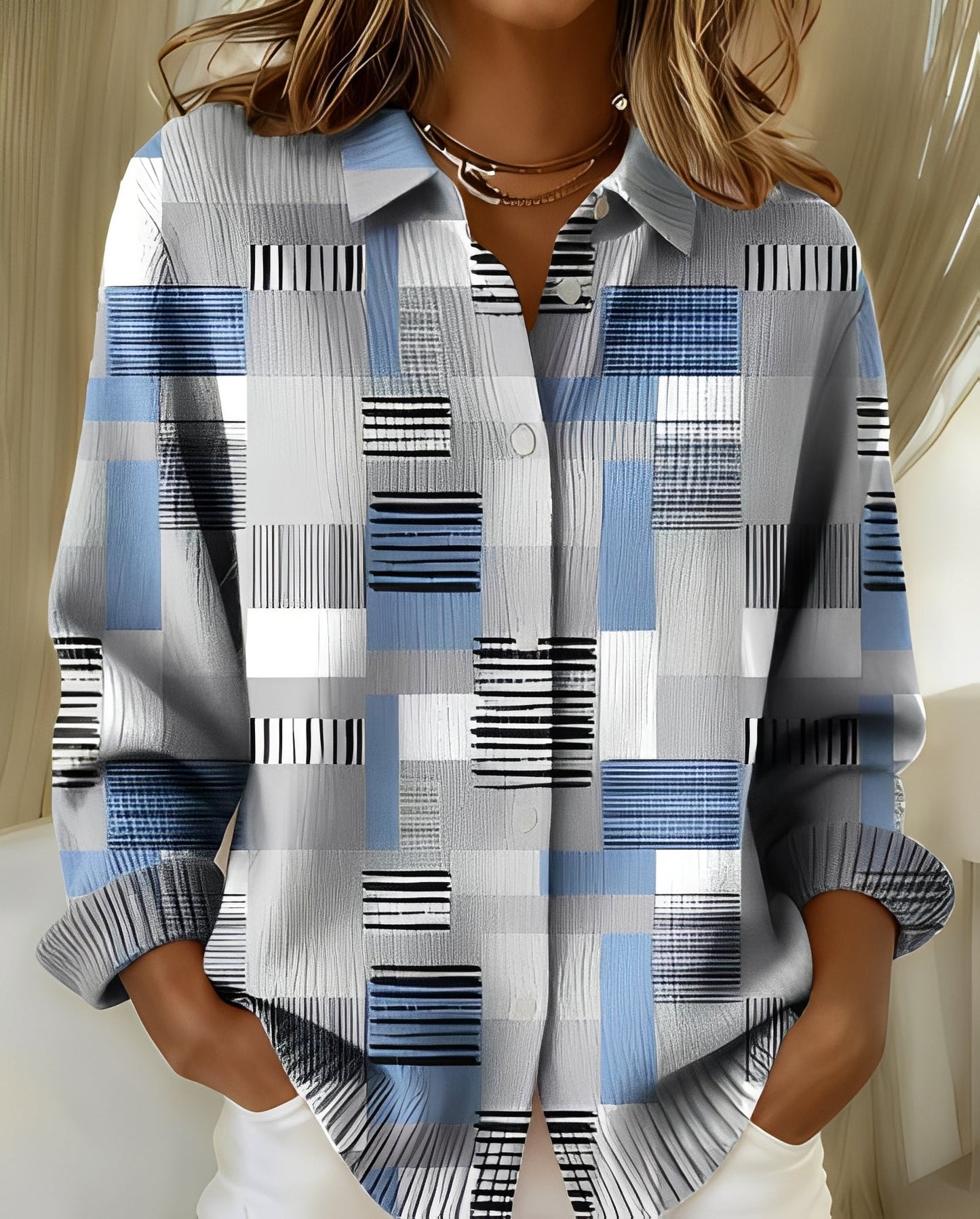 Image of Peggy | Women's Long Sleeve Button-Down Blouse