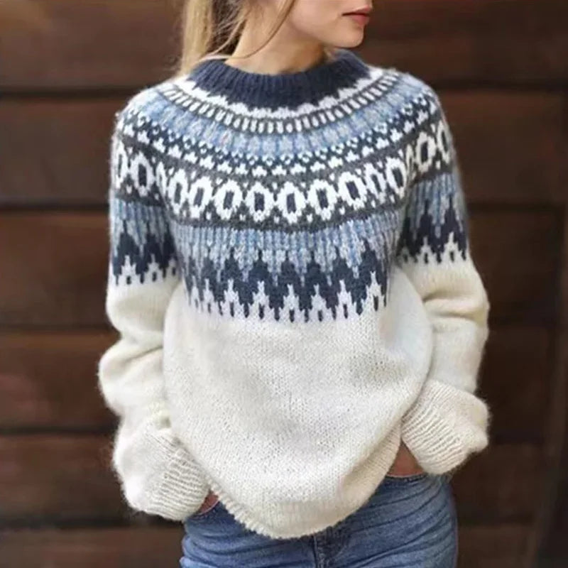 Pernille | Women's Fair Isle Relaxed Fit Pullover Sweater