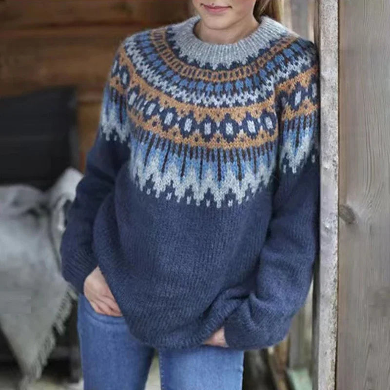 Pernille | Women's Fair Isle Relaxed Fit Pullover Sweater