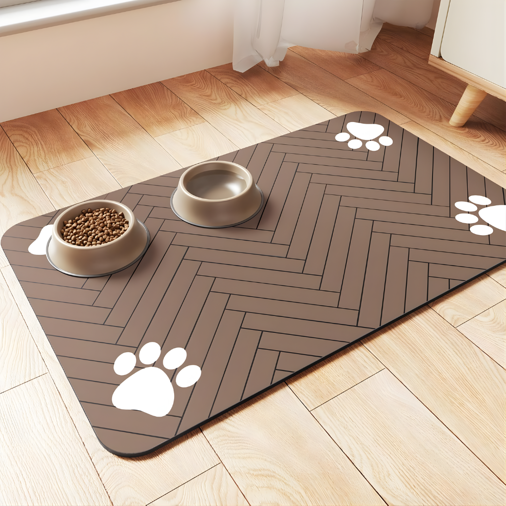 Pet Feeding Mat - Absorbent Pet Placemat for Food and Water Bowls