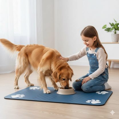 Pet Feeding Mat - Absorbent Pet Placemat for Food and Water Bowls