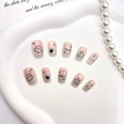 Playful Character Press-On Nail Art Set