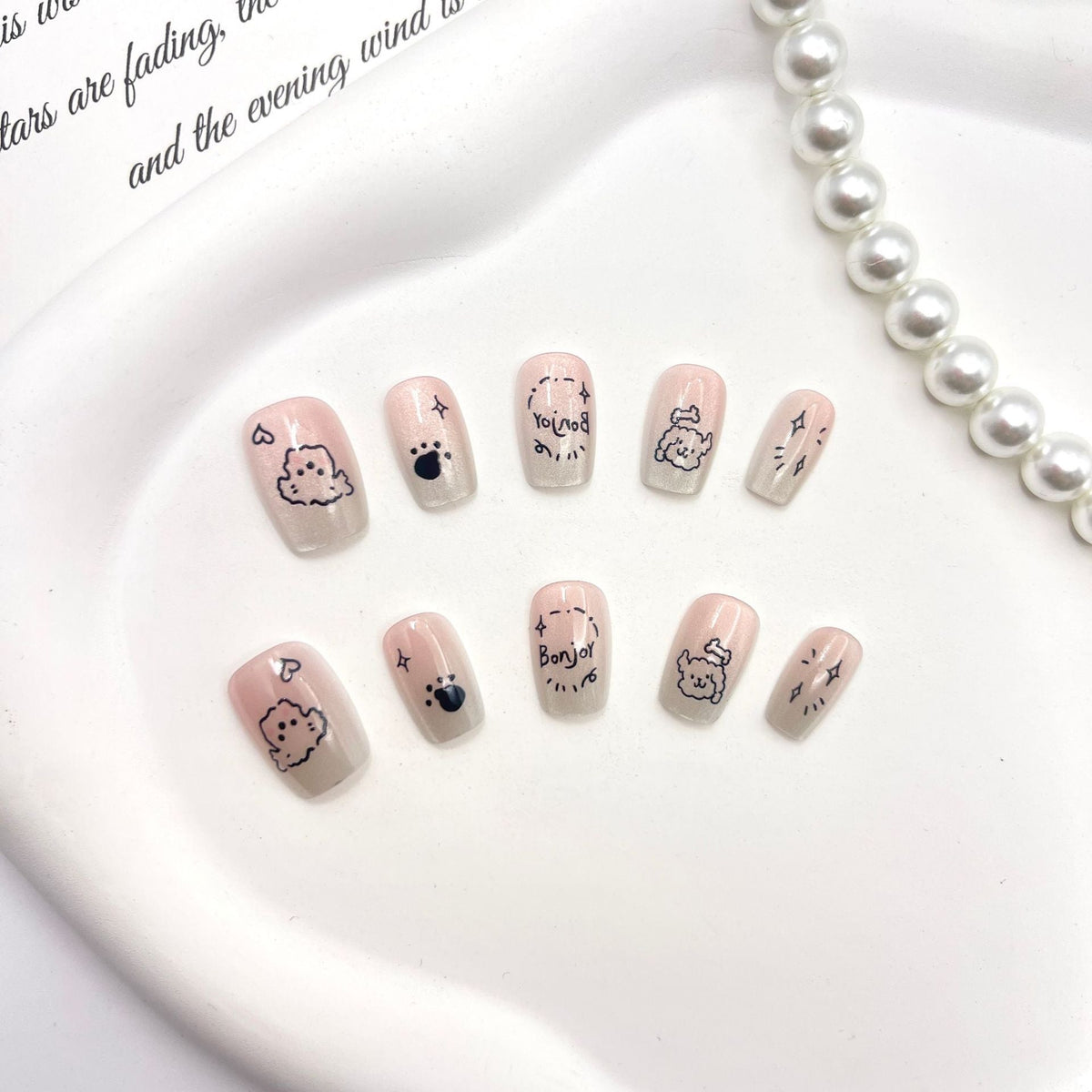 Playful Character Press-On Nail Art Set