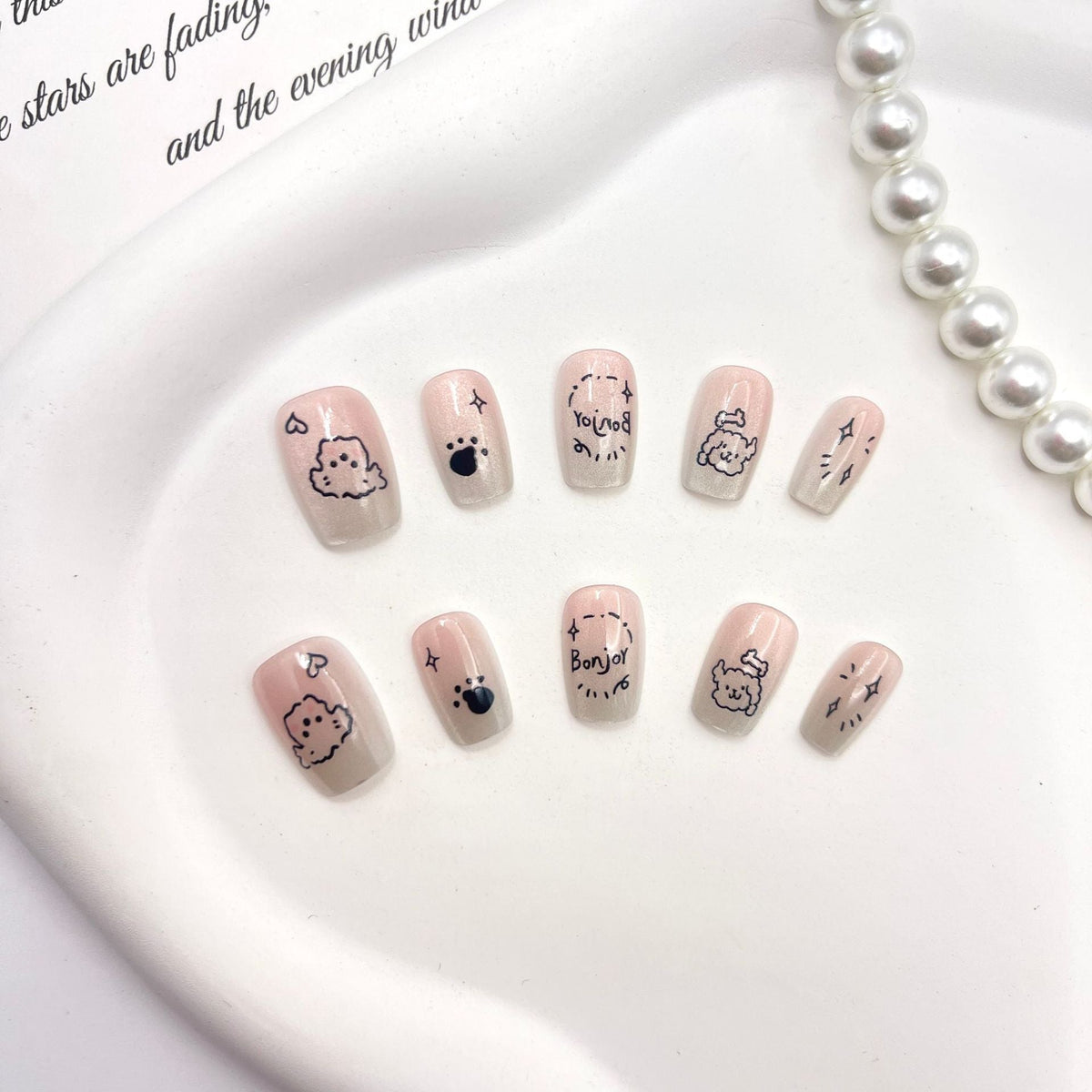 Playful Character Press-On Nail Art Set
