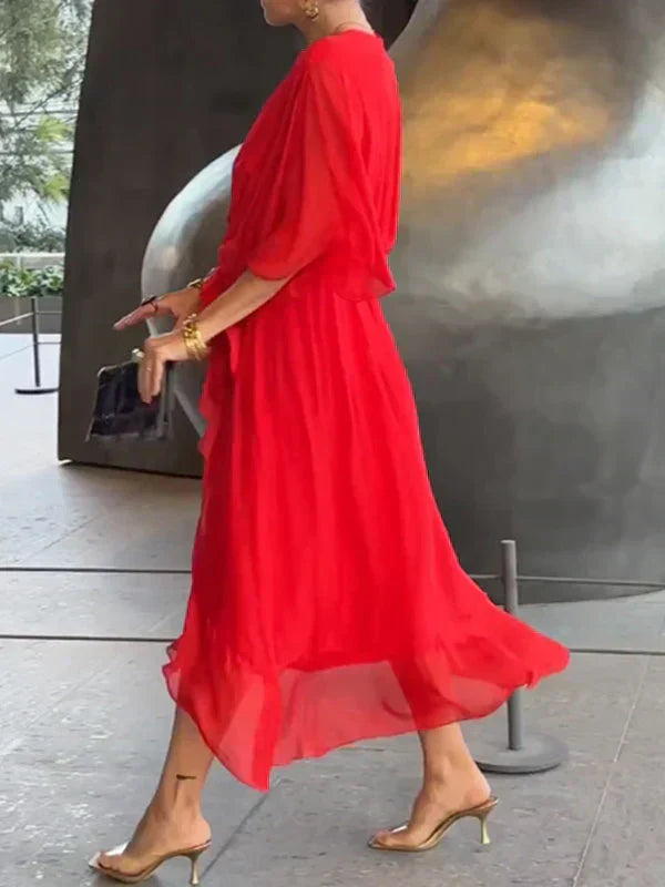Whitney | Elegant Soft V-Neck Silk Dress for Women - Image 10