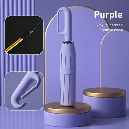 Portable Automatic Folding Umbrella - Windproof and Waterproof with Loop Buckle