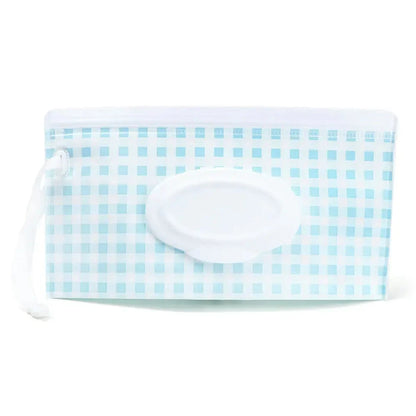 Portable Baby Wet Wipe Pouch with Flip Top Lid and Snap Strap