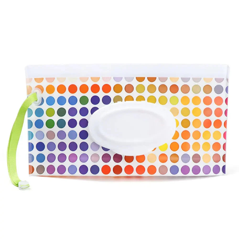 Portable Baby Wet Wipe Pouch with Flip Top Lid and Snap Strap