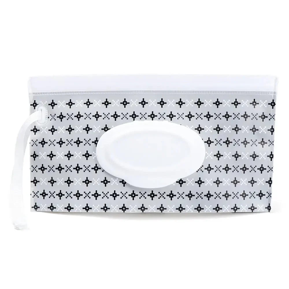 Portable Baby Wet Wipe Pouch with Flip Top Lid and Snap Strap
