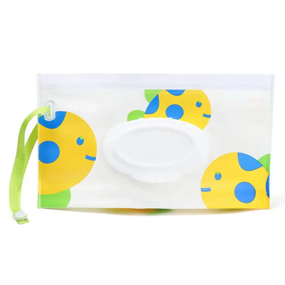 Portable Baby Wet Wipe Pouch with Flip Top Lid and Snap Strap