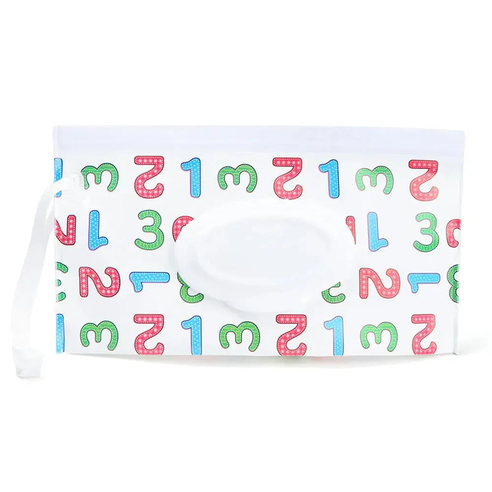 Portable Baby Wet Wipe Pouch with Flip Top Lid and Snap Strap
