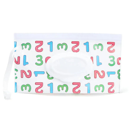 Portable Baby Wet Wipe Pouch with Flip Top Lid and Snap Strap