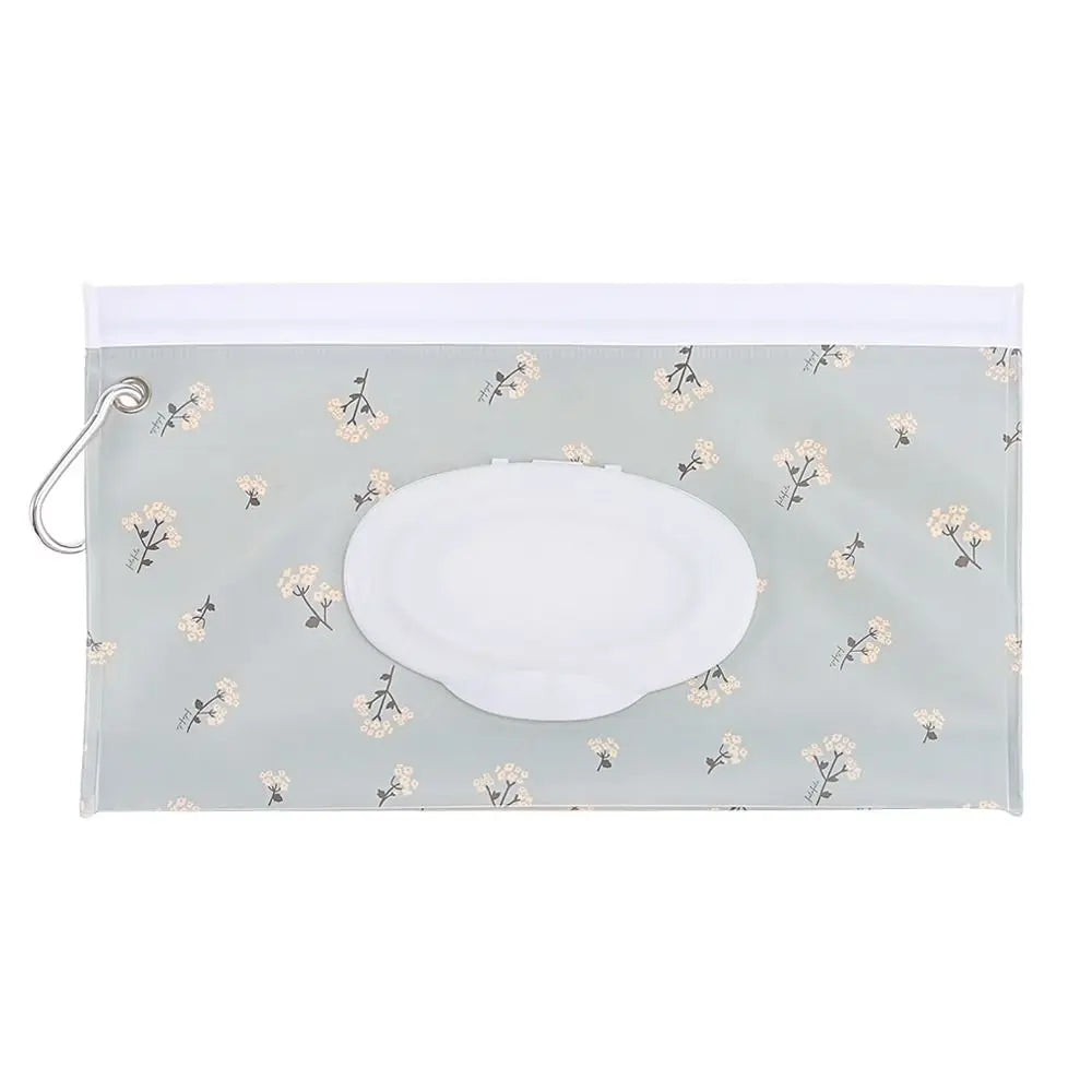 Portable Baby Wet Wipe Pouch with Flip Top Lid and Snap Strap