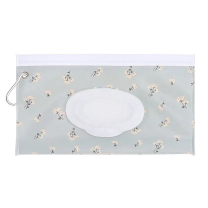 Portable Baby Wet Wipe Pouch with Flip Top Lid and Snap Strap
