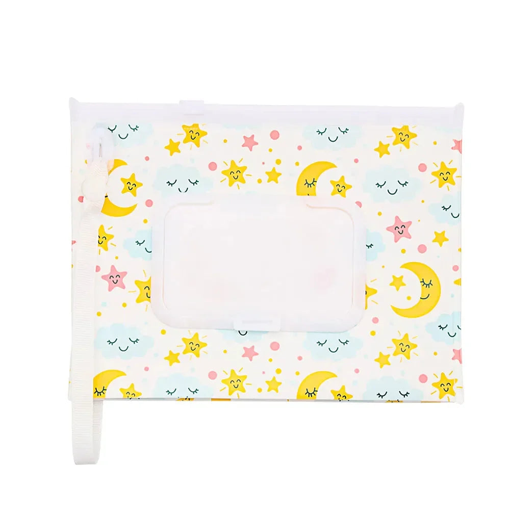 Portable Baby Wet Wipe Pouch with Flip Top Lid and Snap Strap