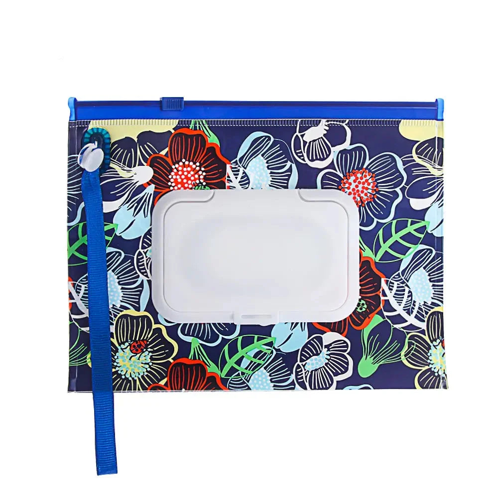 Portable Baby Wet Wipe Pouch with Flip Top Lid and Snap Strap