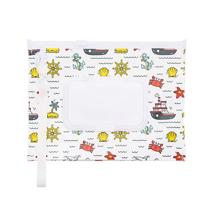 Portable Baby Wet Wipe Pouch with Flip Top Lid and Snap Strap