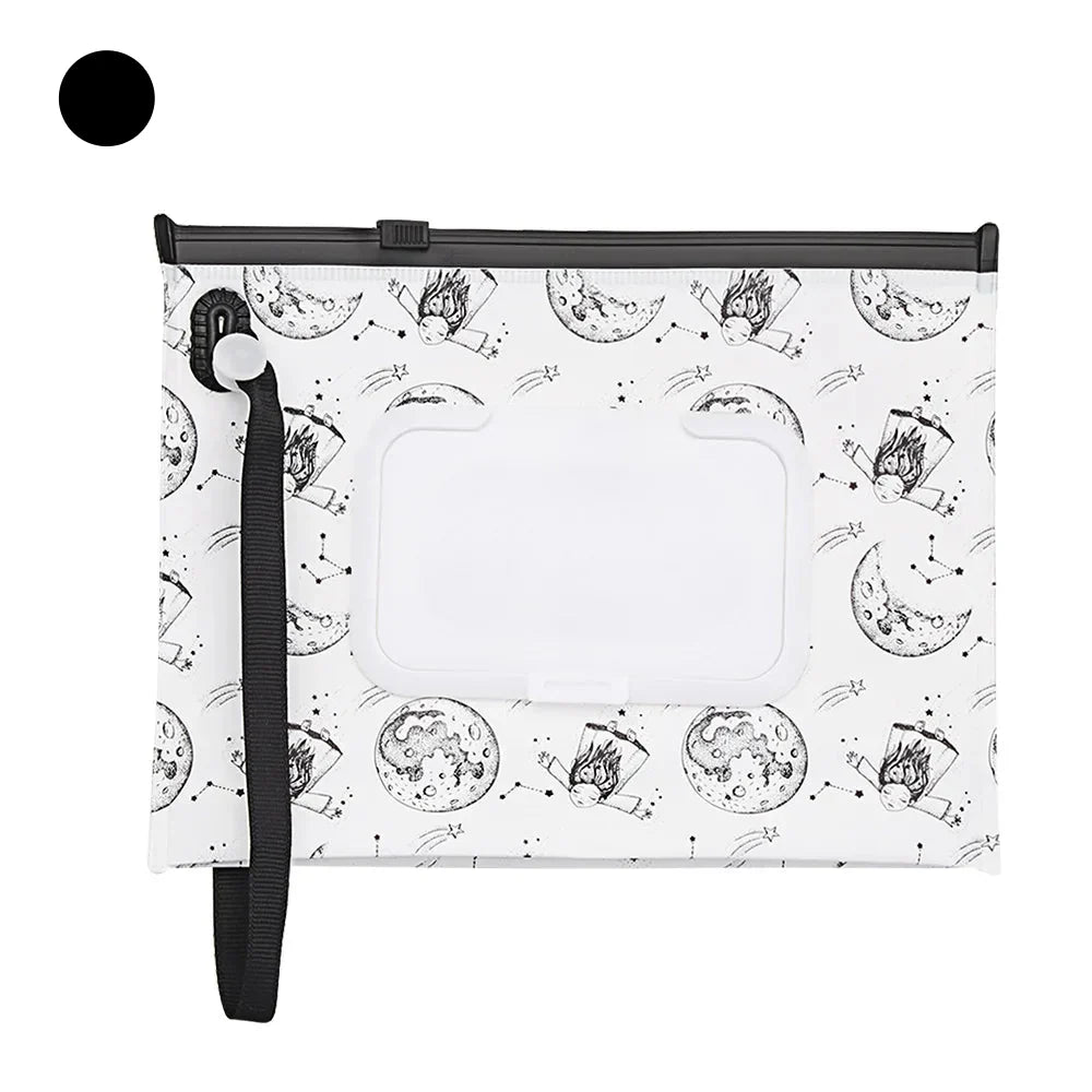Portable Baby Wet Wipe Pouch with Flip Top Lid and Snap Strap