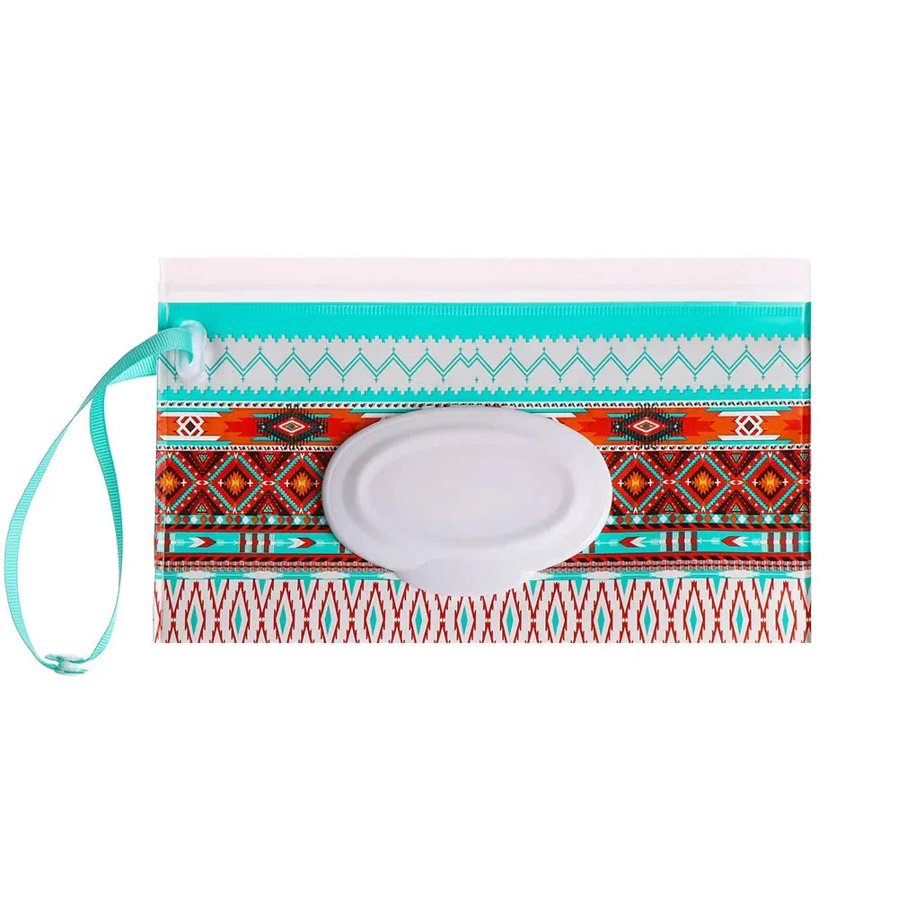 Portable Baby Wet Wipe Pouch with Flip Top Lid and Snap Strap