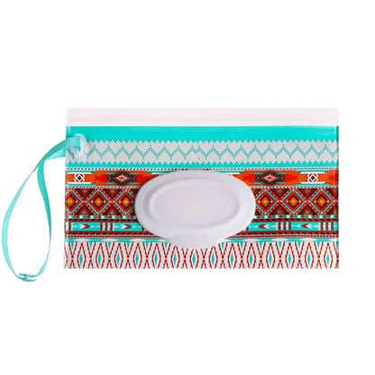 Portable Baby Wet Wipe Pouch with Flip Top Lid and Snap Strap