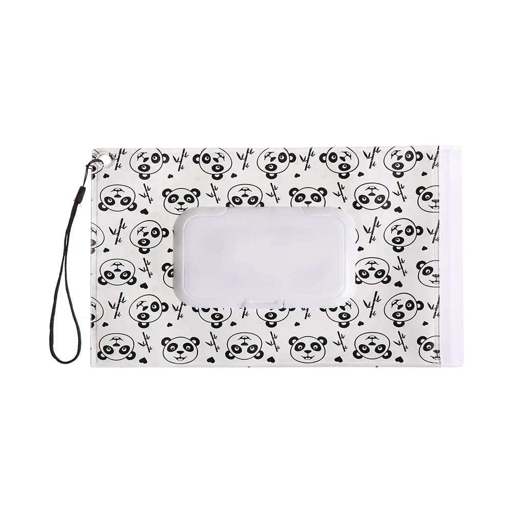 Portable Baby Wet Wipe Pouch with Flip Top Lid and Snap Strap