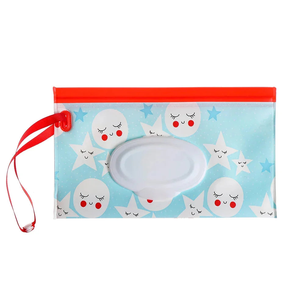 Portable Baby Wet Wipe Pouch with Flip Top Lid and Snap Strap