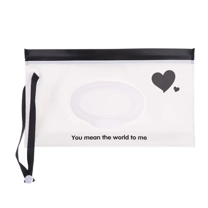 Portable Baby Wet Wipe Pouch with Flip Top Lid and Snap Strap