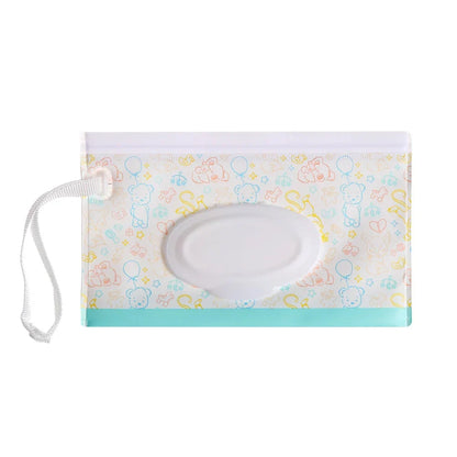 Portable Baby Wet Wipe Pouch with Flip Top Lid and Snap Strap