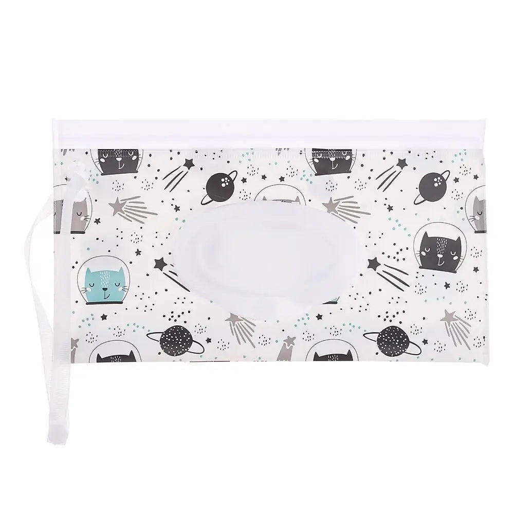 Portable Baby Wet Wipe Pouch with Flip Top Lid and Snap Strap