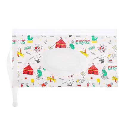 Portable Baby Wet Wipe Pouch with Flip Top Lid and Snap Strap