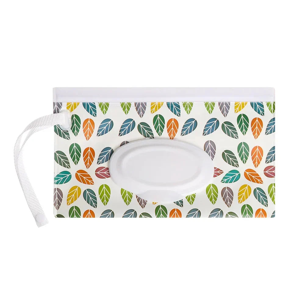 Portable Baby Wet Wipe Pouch with Flip Top Lid and Snap Strap