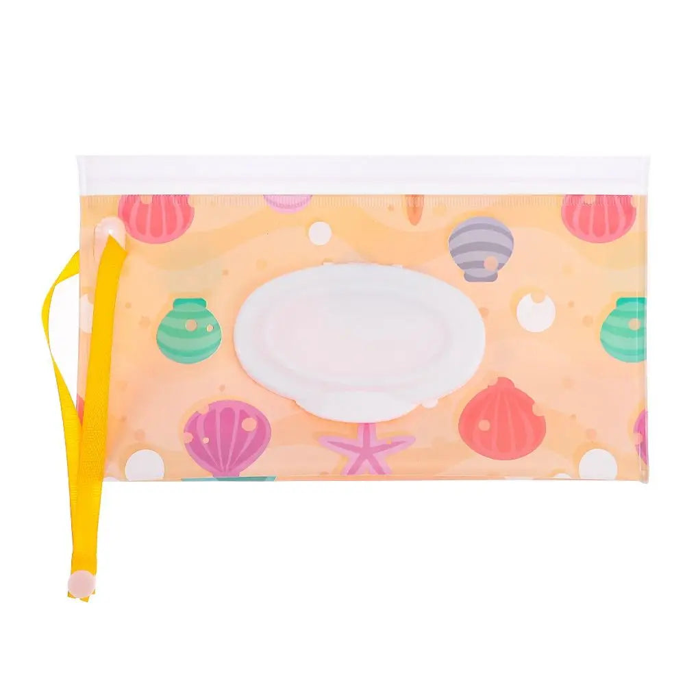 Portable Baby Wet Wipe Pouch with Flip Top Lid and Snap Strap