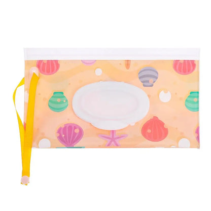 Portable Baby Wet Wipe Pouch with Flip Top Lid and Snap Strap
