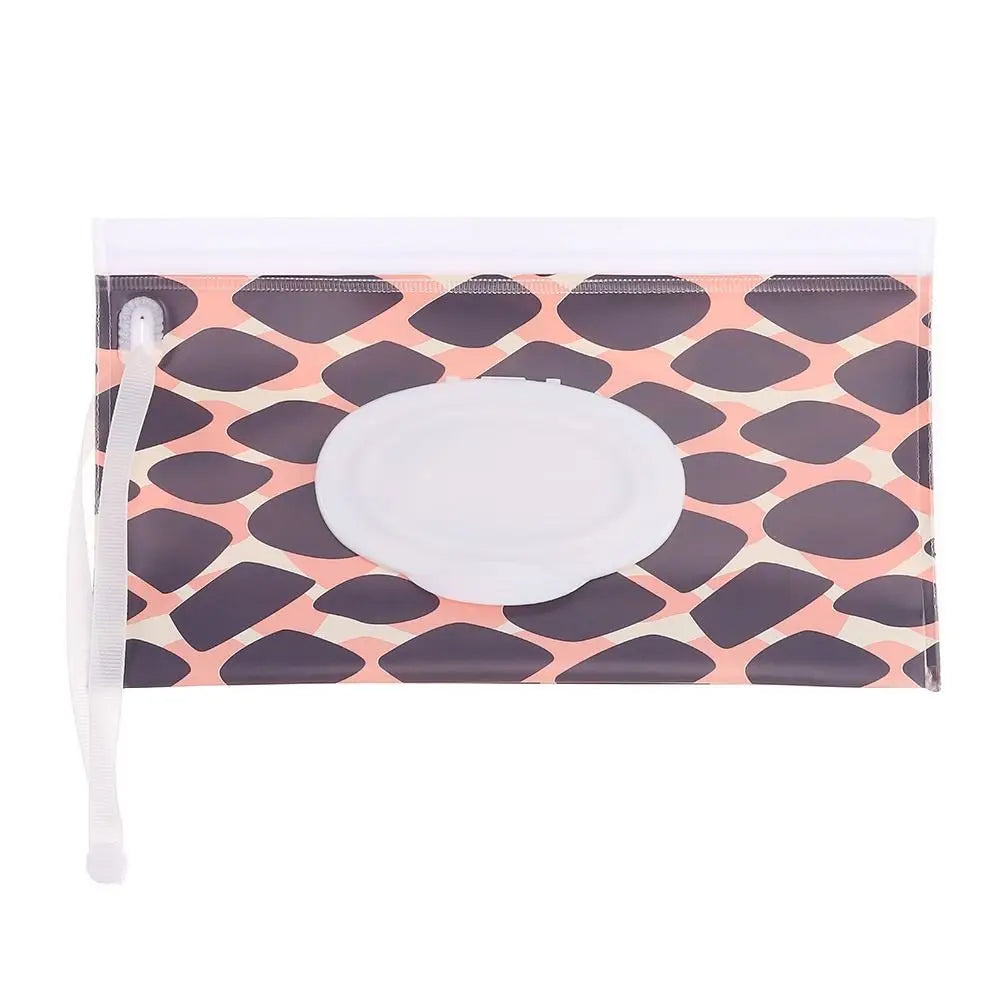 Portable Baby Wet Wipe Pouch with Flip Top Lid and Snap Strap