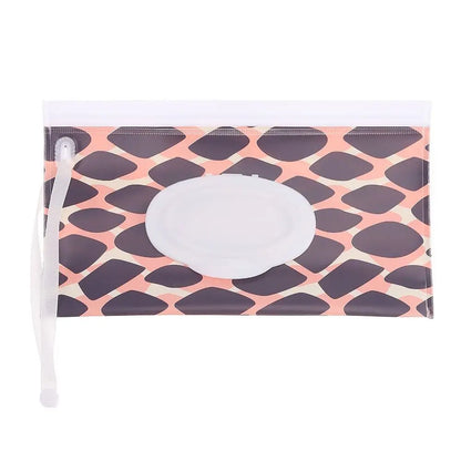 Portable Baby Wet Wipe Pouch with Flip Top Lid and Snap Strap