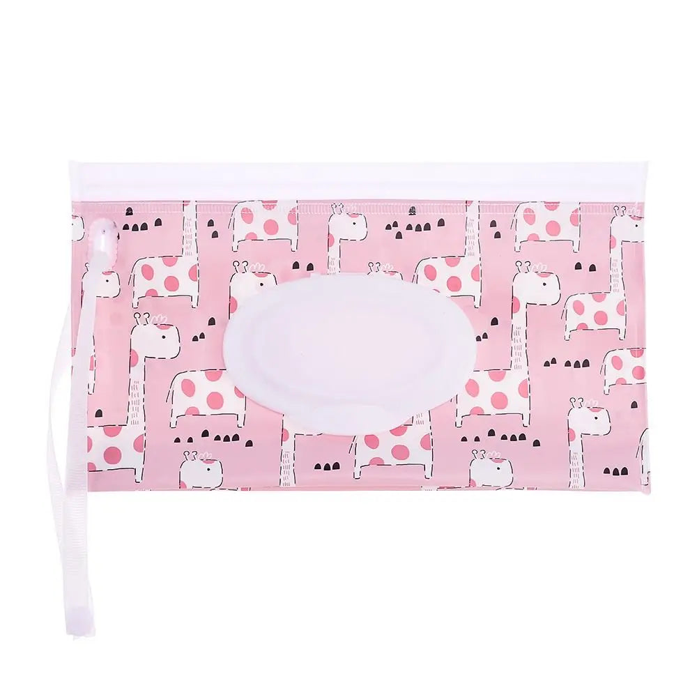 Portable Baby Wet Wipe Pouch with Flip Top Lid and Snap Strap