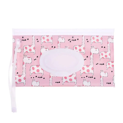 Portable Baby Wet Wipe Pouch with Flip Top Lid and Snap Strap