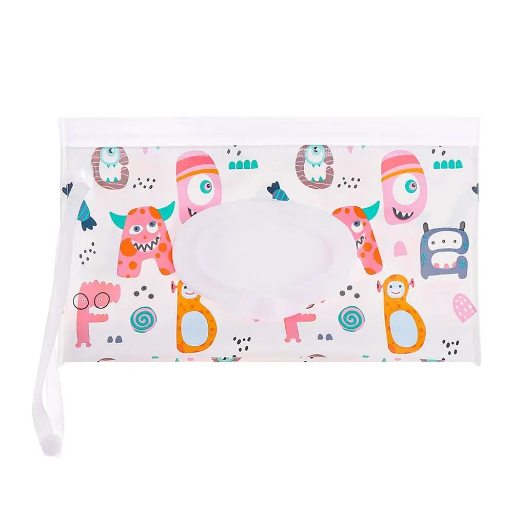 Portable Baby Wet Wipe Pouch with Flip Top Lid and Snap Strap