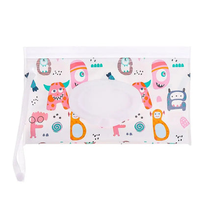 Portable Baby Wet Wipe Pouch with Flip Top Lid and Snap Strap