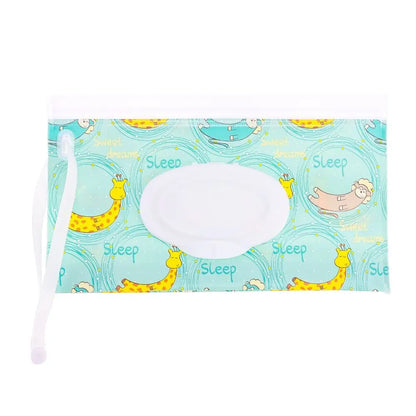 Portable Baby Wet Wipe Pouch with Flip Top Lid and Snap Strap